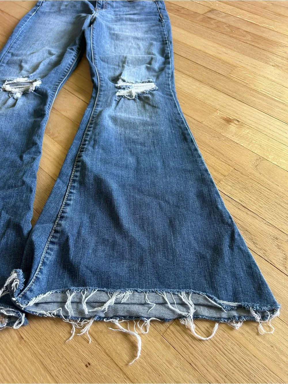 NWOT Sneak Peek Star Bottom high rise distressed flare jeans